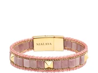 Nialaya Jewelry браслет с квадратными родонитами и золотистыми шипами