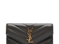 Saint Laurent Cassandre кошелёк из стёганой кожи, серый