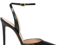 Gianvito Rossi 115 Cara — лодочки на шпильке с ремешком, чёрная кожа