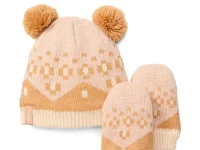 Timberland Шапка с помпоном и варежки — комплект для девочки