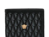 Versace La Medusa V Logo Wallet — чёрный кошелёк двойного сложения из телячьей кожи