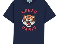 Kenzo Kids Tiger-print футболка синяя