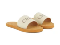 Chloe Kids Woody logo-strap sandal — бежевые босоножки