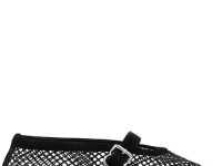 Alaia Mesh Buckle балетки чёрные замшевые