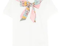 Fendi Kids футболка с графическим принтом и бантом