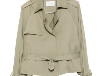 The Frankie Shop Elva — жакет-тренч с поясом, зелёный