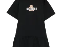 Moschino Kids платье с рюшами и принтом медведя