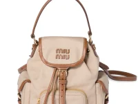 Miu Miu рюкзак из канваса и кожи, бежевый