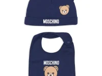 Moschino Kids комплект шапка и слюнявчик с ушками мишки