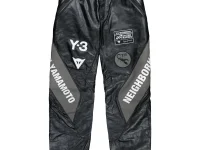 Y-3 Racer прямые брюки из телячьей кожи, чёрный