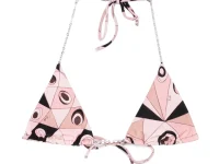 Emilio Pucci Occhi chain triangle bikini top — розовый