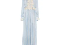 Ermanno Scervino платье макси в полоску с кружевом