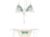 Zimmermann Indra Crochet-Detail Bikini — бежевый раздельный купальник с кружевной отделкой