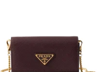 Prada кошелёк-картхолдер на цепочке из телячьей кожи