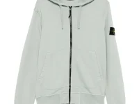Stone Island худи с молнией зелёное