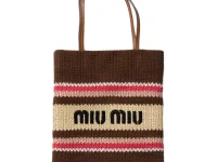 Miu Miu сумка-шоппер с плетёным мотивом в полоску