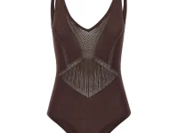 Elisabetta Franchi майка-боди с ажурным узором, коричневый