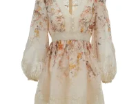 Zimmermann Luna Lace Mini — мини-платье с кружевной отделкой, розовый