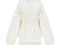 Adidas Santiago Embroidered Jacket — бежевый оверсайз с воланом по низу