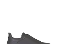Zegna Triple Stitch — серые слипоны из телячьей кожи