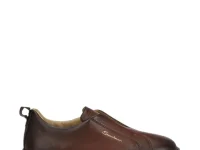 Santoni Victory — слипоны из полированной телячьей кожи, коричневый
