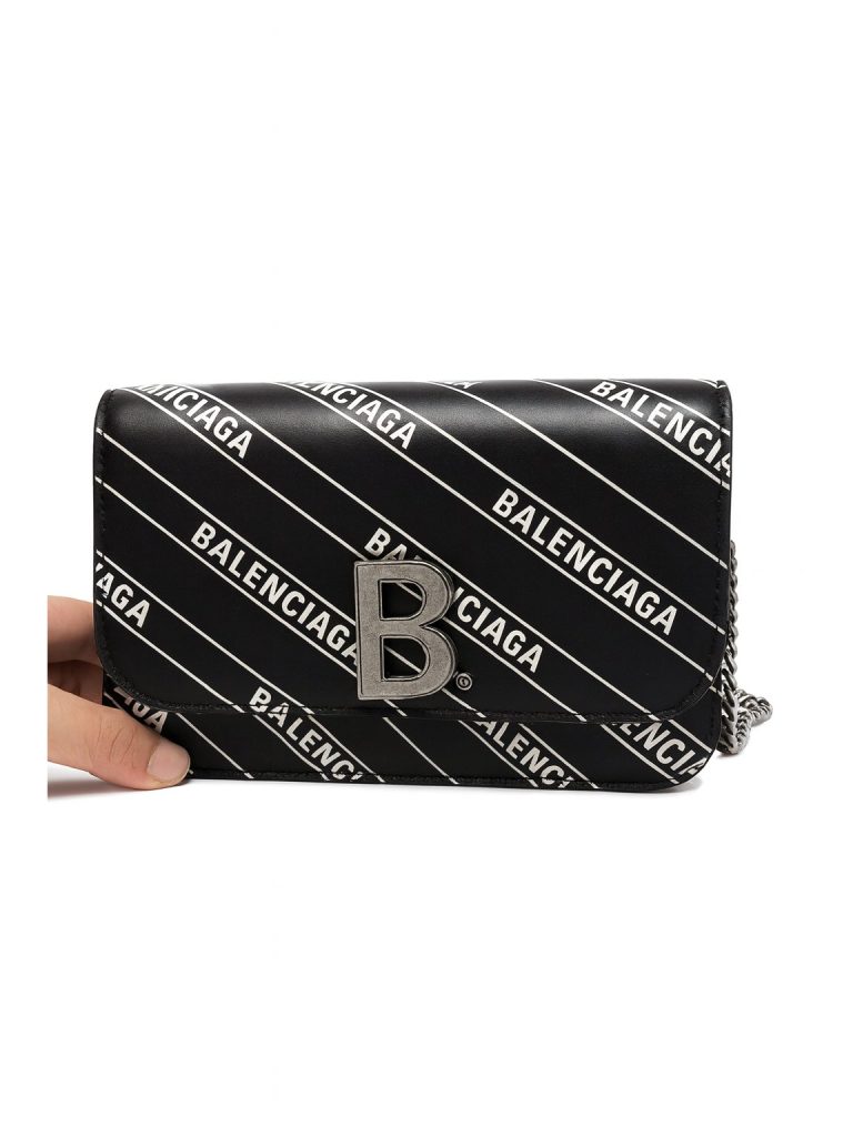 Balenciaga — сумка Hourglass черная с принтом