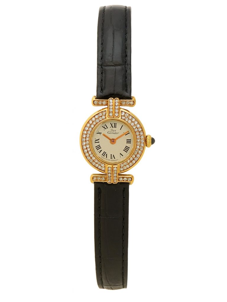 Cartier — часы золотые позолота, бриллианты