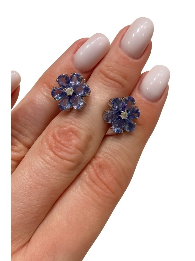 серьги синие серебро