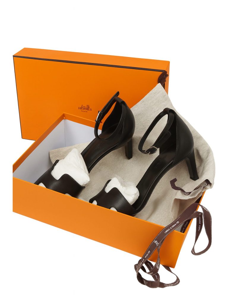 Hermès — босоножки черные 38.5