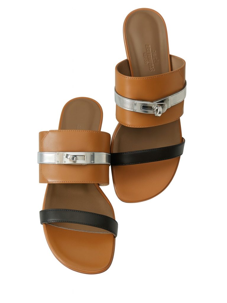 Hermès — шлепки Avenue коричневый, черный 36