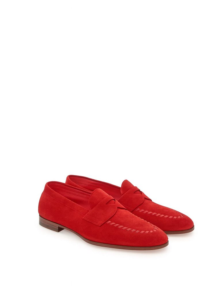 Santoni — лоферы красные 37