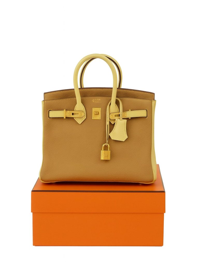 Hermès — сумка B 25 special order Jaune poussin and chai