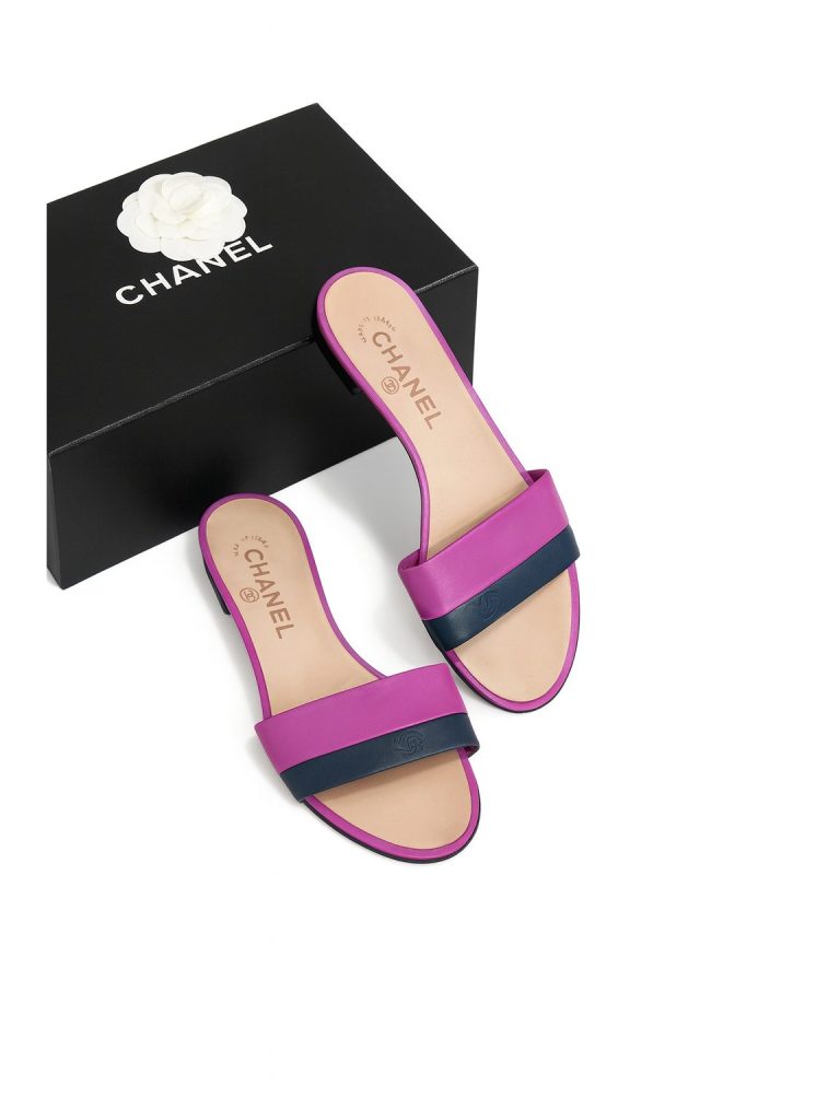 Chanel — сабо розовый, синие 38