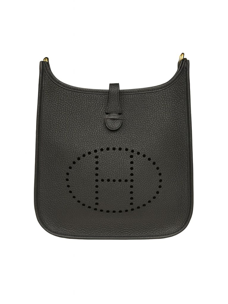 Hermès — сумка Evelyne 23 темно синяя на золоте