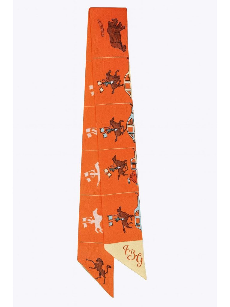 Hermès — шарф Twilly оранжевый