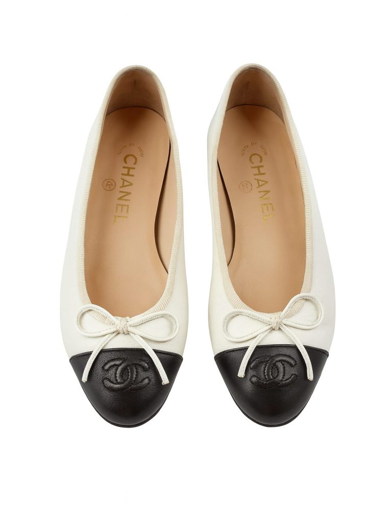 Chanel — балетки белый/черные 37