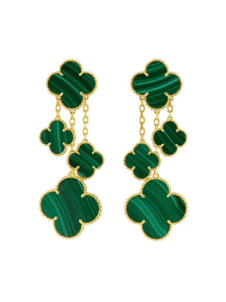 Van Cleef — серьги жёлтое золото, малахит