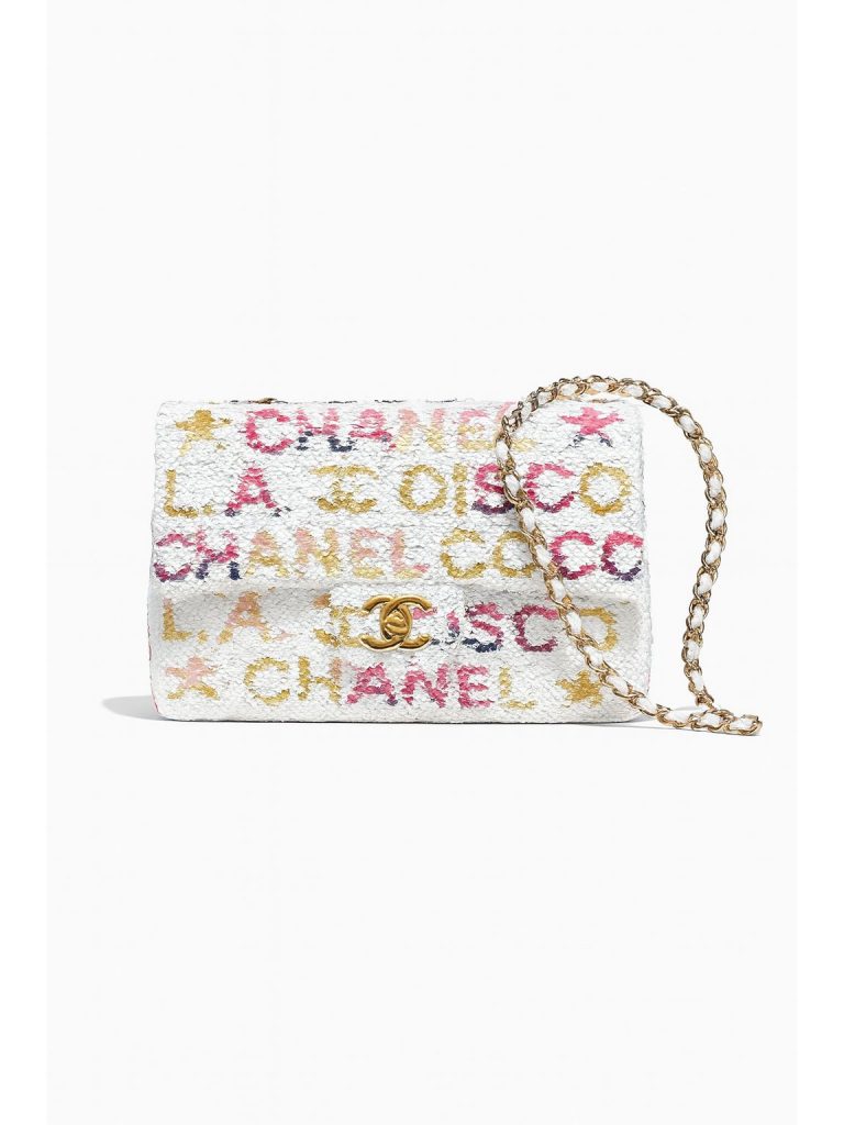 Chanel — сумка Classic Flap белый с пайетками