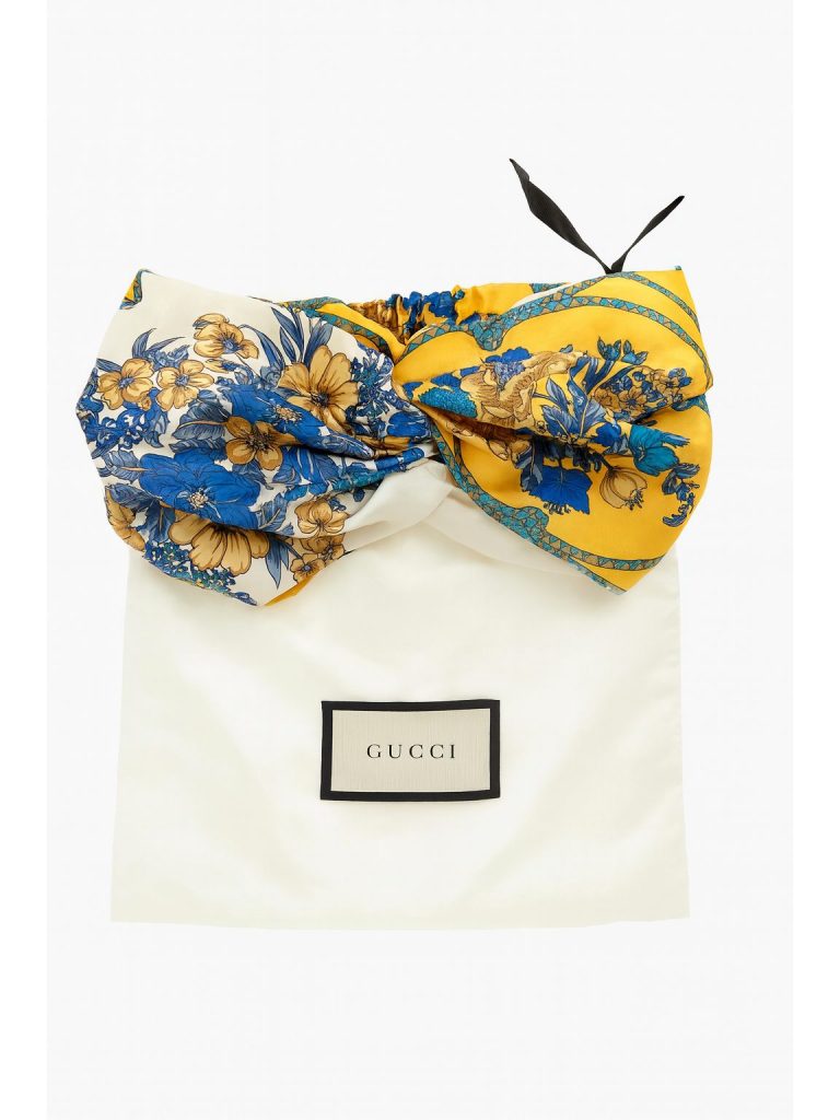 Gucci — чалма желтый, белый, синяя шелк