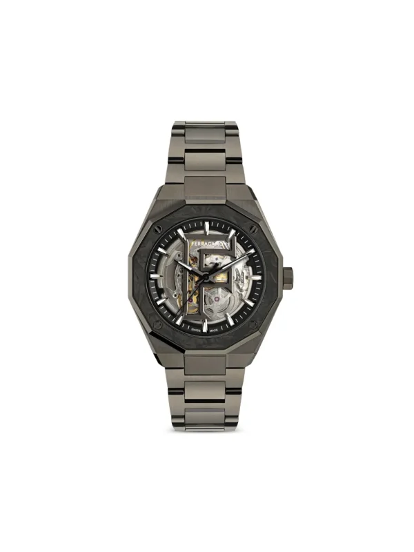 Ferragamo часы Edge Skeleton 42 мм, серый — фото 1