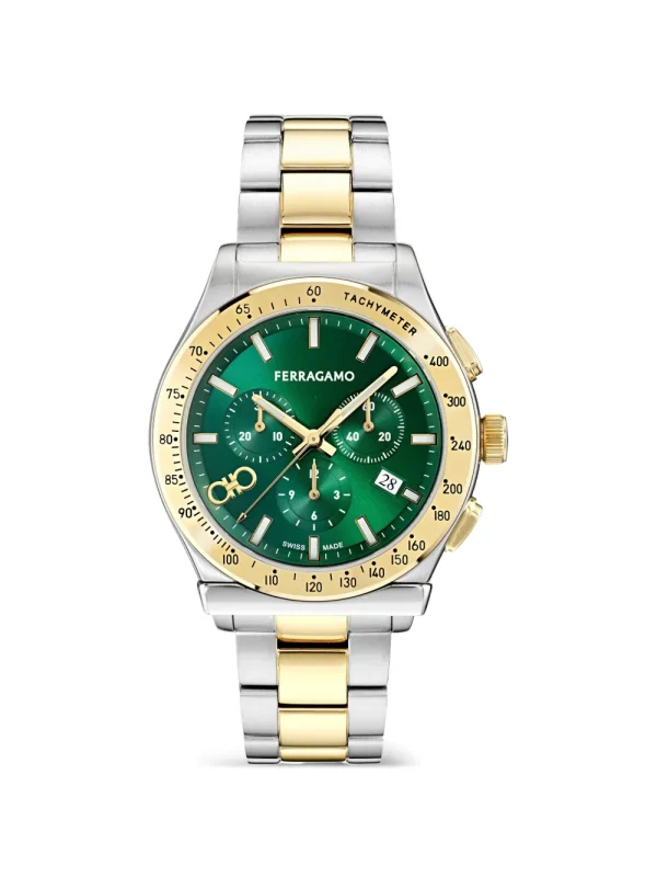 Ferragamo часы Chrono 42 мм зелёные — фото 1