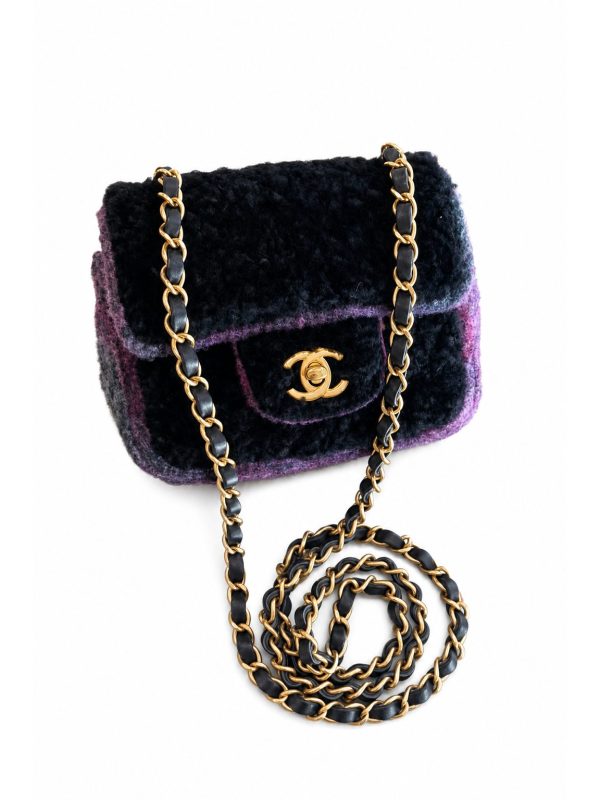 Chanel — сумка Classic Mini черный, фиолетовая — фото 1