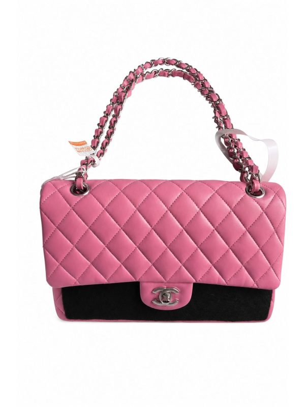 Chanel — сумка Classic Double Flap 25 розовый и черная — фото 1