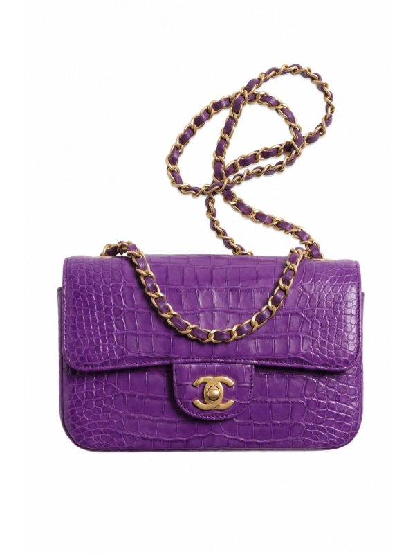 Chanel — сумка Classic Croco фиолетовая — фото 1