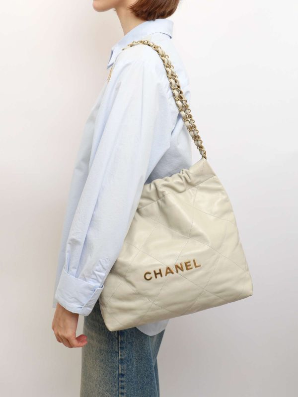 Chanel — сумка 22, серая — фото 2
