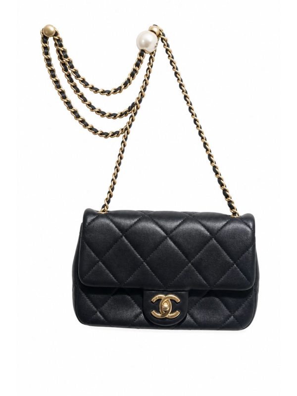 Chanel — сумка Double Pearl flap bag черная — фото 1