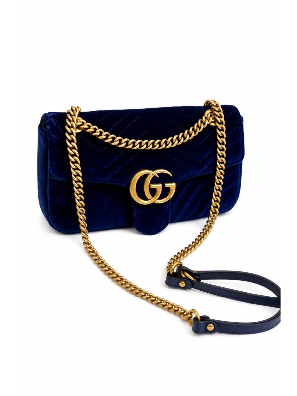 Gucci — сумка GG Marmont темно-синяя 25*16*7 — фото 1